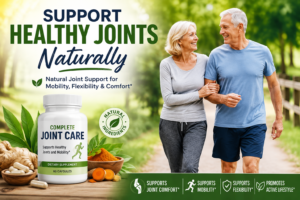 Happy senior couple walking outdoors, supporting healthy joints and mobility