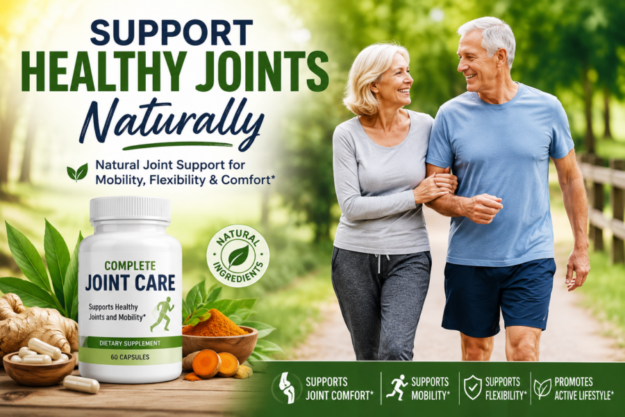 Happy senior couple walking outdoors, supporting healthy joints and mobility