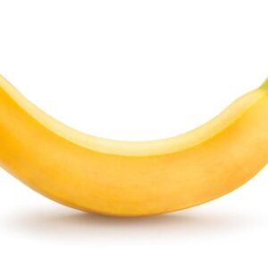 Ripe yellow organic banana isolated on a white background