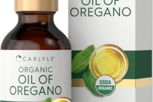 Carlyle USDA certified organic oil of oregano herbal supplement bottle and packaging