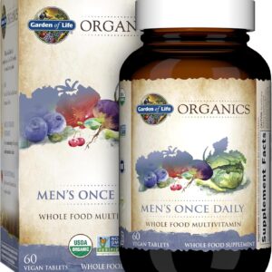 Garden of Life Men’s Once Daily whole food multivitamin bottle with 60 vegan tablets