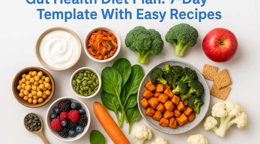 7-day gut health diet plan template with easy recipes and nutritious foods