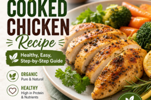 Organic chicken recipe ingredients arranged for a healthy, easy step-by-step cooking guide