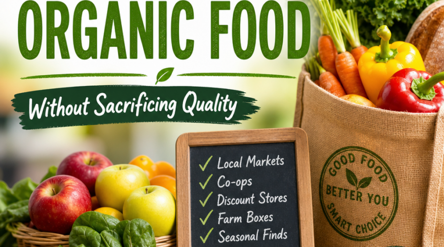 Guide to finding inexpensive organic food at local markets, co-ops, discount stores, and farm boxes