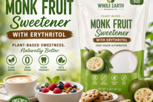 Whole Earth Monk Fruit Sweetener with Erythritol 4 lb bag, zero-calorie sugar substitute for baking