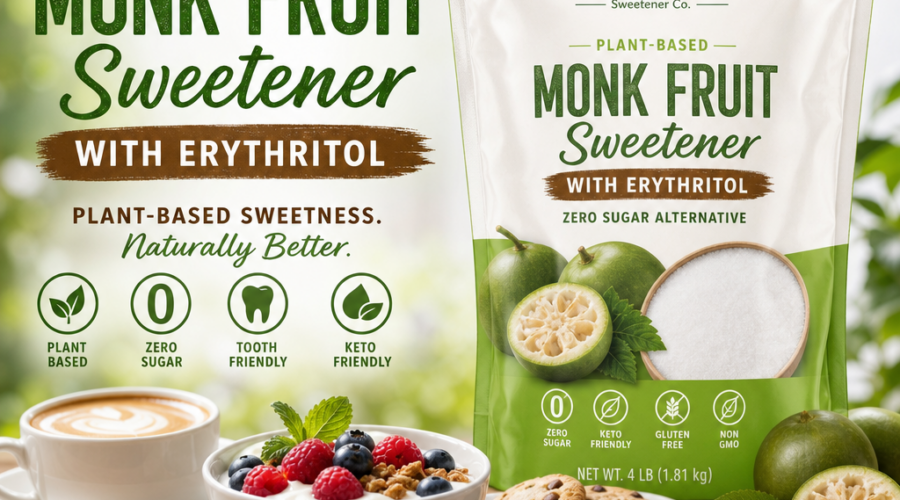 Whole Earth Monk Fruit Sweetener with Erythritol 4 lb bag, zero-calorie sugar substitute for baking