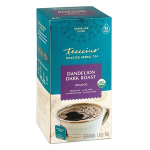 Teeccino Dandelion Dark Roast caffeine-free herbal tea bags packaging